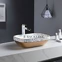 B Backline Ceramic Table Top Wash Basin/Counter top Basin For Bathroom &amp; Living Room 20 X 14 X 5.5 Inches (Rosegold White) (Only Basin)