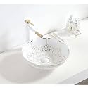 B Backline Ceramic Table Top Wash Basin/Counter Top Wash Basin/Bathroom Sink Art Basins For Bathrooms &amp; Livingroom (Moroccan Design 3, 16 X 16 X 5 Inches)(5 Years Warrenty)