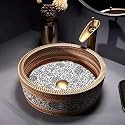 B Backline Ceramic Wooden Finish Tabletop Wash Basin | Countertop Basins For Bathroom/Restaurant/Hotel/Living Room 41 X 41 X 14 Cm (Matt Finish)(5 Years Warranty)