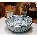 B Backline Mexican Design Ceramic Wash Basin | Designer Table Top wash basin | Countertop Basin For Livingroom &amp; Bathroom 41 X 41 X 14 Cm (Matt Finish) (Light Blue)