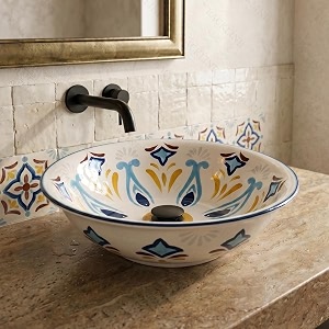 b backline moroccan design wash basin countertop  tabletop ceramic bathroom sink  modern wash basin over counter  wash basin for bathroom 42 x 42 x 13 cm multicolour moroccan design 2