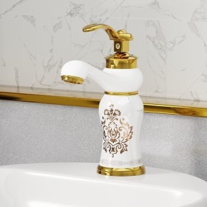 b backline single lever basin mixer tap  basin faucet hot amp cold  taps for wash basin  pillar tap for basin  tap for bathroom amp livingroom white gold short body 3