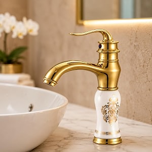 b backline single lever basin mixer tap  basin faucet hot amp cold  taps for wash basin  pillar tap for basin  tap for bathroom amp livingroom gold whitewhite gold short body 2