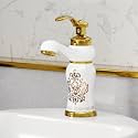 B Backline Single Lever Basin Mixer Tap | Basin Faucet Hot &amp; Cold | Taps for Wash Basin | Pillar tap for Basin | Tap for Bathroom &amp; Livingroom (White Gold Short Body 3)