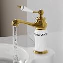 B Backline Single Lever Basin Mixer Tap | Faucet Hot & Cold Bathroom Basin Tap Pillar tap for Basin | Tap for Bathroom & Livingroom (Gold White 2)
