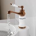 B Backline Single Lever Basin Mixer Tap | Basin Faucet Hot &amp; Cold | Taps for Wash Basin | Pillar tap for Basin | Tap for Bathroom &amp; Livingroom (Rosegold White Short Body)