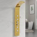 B Backline SS 304 Shower Panels For Bathroom Full Set | 5 in 1 Hot &amp; Cold Mixer Showers | Rainfall Shower Panel | Dual Overhead Shower | Tub Spout | Body Jet | Hand Shower (Gold)