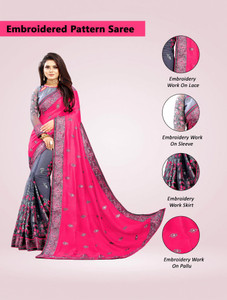 b bella creation embroidered bollywood net art silk saree