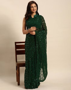 b bella creation embroidered geometric print embellished woven bollywood net art silk saree green beige