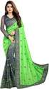 b bella creation Embroidered Bollywood Net, Art Silk Saree (Grey, Light Green)