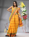 b bella creation Woven Daily Wear Net, Art Silk Saree (Mustard, Grey)