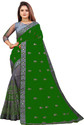 b bella creation Embroidered, Embellished Bollywood Net, Art Silk Saree (Green, Grey)