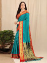 b bella creation Embroidered Bollywood Net, Art Silk Saree (Light Green, Beige)