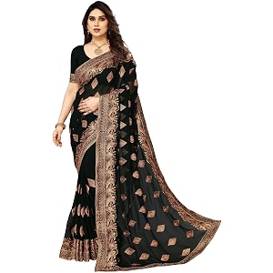 B BELLA CREATION Womens Maroon Georgette Saree