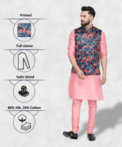 b ben men satin kurta pyjama ethnic jacket set