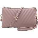 B BRENTANO Vegan Leather Multi-Pocket Crossbody Purse/Clutch with Card Slots, Removable Wristlet &amp; Adjustable Shoulder Strap