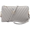 B BRENTANO Vegan Leather Multi-Pocket Crossbody Purse/Clutch with Card Slots, Removable Wristlet &amp; Adjustable Shoulder Strap