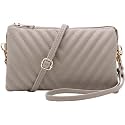 B BRENTANO Vegan Leather Multi-Pocket Crossbody Purse/Clutch with Card Slots, Removable Wristlet &amp; Adjustable Shoulder Strap