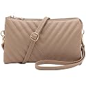 B BRENTANO Vegan Leather Multi-Pocket Crossbody Purse/Clutch with Card Slots, Removable Wristlet &amp; Adjustable Shoulder Strap