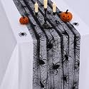 B-COOL Halloween Table Runner Black Spider Web Table Fabric 29x120 Inch