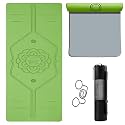 B Fit 8 MM Thick Wide 31x72 Inch Original TPE Yoga Mat – Free Yoga Bag and Strap Included - With Alignment System, Non-slip, Eco-friendly, sweat-resistant (Green-Grey)