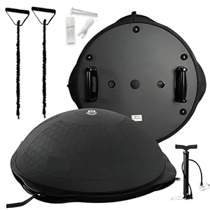 b fit balance trainer stability half ball with pump - improve core and ab strength with full body home gym workouts or fitness training black 70 cm
