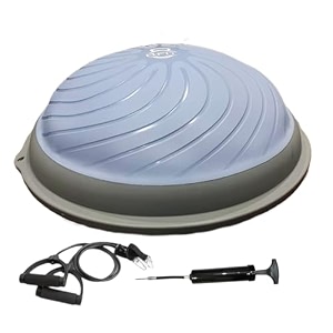b fit balance trainer stability half ball with pump - improve core and ab strength with full body home gym workouts or fitness training blue 47 cm