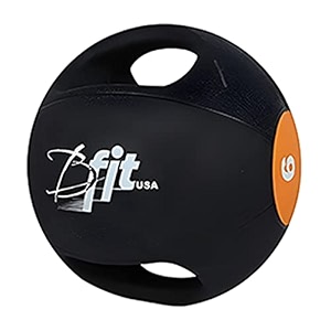 b fit dual grip medicine ball for fitness weighted balance plyometric training muscle build 6 kgs