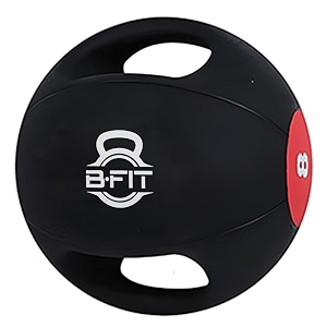 b fit dual grip medicine ball for fitness weighted balance plyometric training muscle build 8 kgs