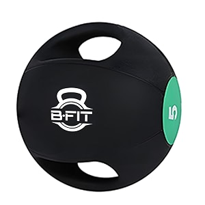 b fit dual grip medicine ball for fitness weighted balance plyometric training muscle build 5 kgs