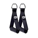 B Fit Professional Exercise Gym Machine Handles for Cable Machines - Heavy Duty Cable Machine Attachment Handles Strong Nylon Webbing for Resistance Training (Pair)