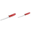 B S NATURAL Kitchen Knife, Stainless Steel Multipurpose Table Knife for Dining and Vegetable Chopping, Serrated Edge, 10.82 inch,Red (2)