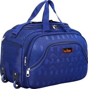 b star b 60 l strolley duffel bag - travel duffle bags with wheels - blue - large capacity