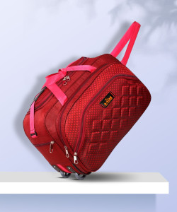 b star b 60 l strolley duffel bag - travel duffle bags with wheels - red - large capacity