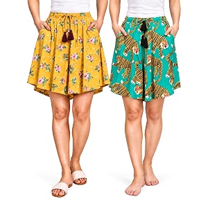 B STORIES Womens Viscose Printed Lounge Culotte