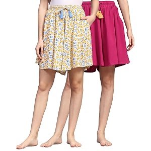 b stories women39s viscose printed lounge culotte shorts pack of 2