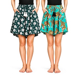 B STORIES Womens Viscose Printed Lounge Culotte