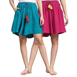 b stories women39s viscose printed lounge culotte shorts pack of 2