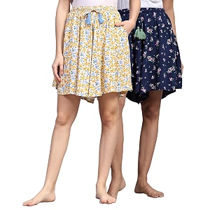 b stories women39s viscose printed lounge culotte shorts pack of 2