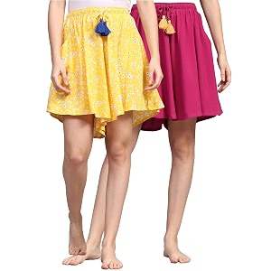 b stories women39s viscose printed lounge culotte shorts pack of 2