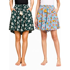b stories women39s viscose printed lounge culotte shorts pack of 2