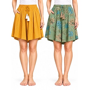 B STORIES Womens Viscose Printed Lounge Culotte