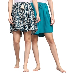 b stories women39s viscose printed lounge culotte shorts pack of 2