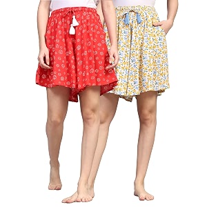 b stories women39s viscose printed lounge culotte shorts pack of 2