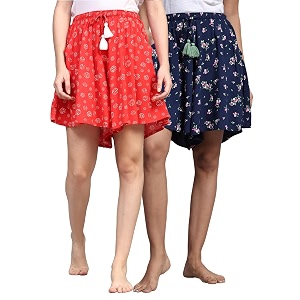 b stories women39s viscose printed lounge culotte shorts pack of 2