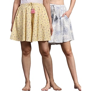 b stories women39s viscose printed lounge culotte shorts pack of 2 lshor-007-2300223011-m medium combo-103