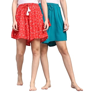 b stories women39s viscose printed lounge culotte shorts pack of 2