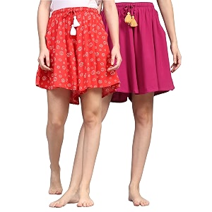 b stories women39s viscose printed lounge culotte shorts pack of 2