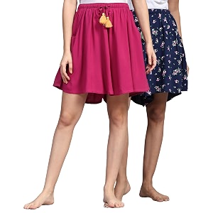 b stories women39s viscose printed lounge culotte shorts pack of 2