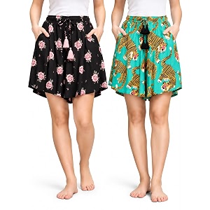 B STORIES Womens Viscose Printed Lounge Culotte